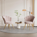 Sametist s&ouml;&ouml;gitoa toolid - seljatoega ja k&auml;etoega toolid - garderoobitool - Elegantne polsterdatud tool - aktsenttool kuldsete metalljalgadega aktsenttool - roosa x 2