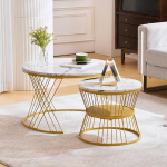 Merax Round Coffee Table Set of 2 Coffee Table Side Table Round Side Table Living Room Diivan Table Round Table Living Room Round Coffee Table