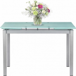 Mar.c.a. Design - pikendatav laud s&ouml;&ouml;gituppa, k&ouml;&ouml;ki v&otilde;i elutuppa, kaasaegne disain klaasist ja metallist raamiga, suletud 110 x 70 cm, avatud 180 x 70 cm, valmistatud Itaalias.