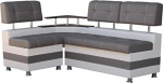 Corner Bench Latte Dining Corner Bench Grey Modern Faux Leather with Shelf and Storage Space