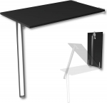 Kokkupandav seinalaud, laua lauaplaat, 80 x 50 cm, musta v&auml;rvi, kokkupandav laud, s&ouml;&ouml;gilaud, k&ouml;&ouml;gilaud seinale, k&otilde;rgus 74 cm, seinale paigaldamiseks, koos laua jalaga, kokkupandav