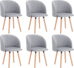 WOLTU BH121gr-6 S&ouml;&ouml;gitoatoolid, 6 k&ouml;&ouml;gitooli komplekt, elutoa toolid, polsterdatud toolid, k&auml;etoega toolid seljatoega, s&ouml;&ouml;gituppa, k&ouml;&ouml;ki, elutuppa, samet, t&auml;ispuidust raam, hall