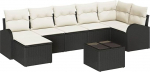 7-teiliges Garten-Sofa-Set mit Kissen, braunes Poly-Rattan, 2-Sitzer Garten-Sofa mit Stauraum & Kissen, schwarzes Poly-Rattan Gartenlounge Model3354806