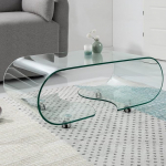 Mayfair Design klaasist kohvilaud L&auml;bipaistev klaas ratastel 90 cm x 50 cm