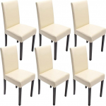 Mendler Littau 6 s&ouml;&ouml;gitooli komplekt / K&ouml;&ouml;gitoolid / Nahk / Kreemikas / Tumedad jalad