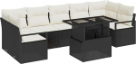 8-teiliges Garten-Sofa-Set mit Kissen schwarzes Poly-Rattan, 2-Sitzer Garten-Sofa mit Kissen schwarzes Poly-Rattan Gartenlounge Model3348773