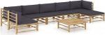 Festnight Garden Lounge Furniture, Patio Garden Furniture Set, Bambus Garden Lounge Diivan, Outdoor Couch Set, Garden Diivan Set, Patio Furniture