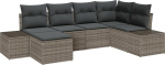 6-teiliges Garten-Sofa-Set mit Kissen Grau Poly Rattan Gartenlounge Model3355798