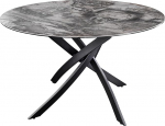 Riess Ambiente Alpine Round Dining Table 120 cm Taupe Ceramic Black Metal Frame 6 People