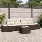 Model3346928 5-osaline aia diivan komplekt koos padjaga Brown Poly Rattan Garden Lounge