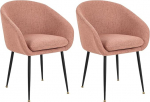 GIA Wohnm&ouml;bel Modern seeria tugitool Faux Linen, matt musta rauast jalaga, linasest rauast vahtpolster, roosa, 2 tk.