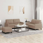 3-TLG. Sofagarnitur mit Kissen Diivan Wohnzimmer Sitzgruppe Wohnzimmer Diivan Set Sofas F&uuml;R Wohnzimmer Cappuccino-Braun Kunstlederer - 3201367