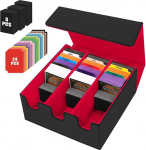 HIMOMO MTG Commander Deck Box for 2100+ Cards, PU Leather Magnetic Closure Card Deck Box, Trading Card Storage Box for MTG PKM, koos 10 kaardijagajatega (Red)