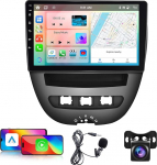 Podofo 10.1-tolline autoraadio Peugeot 107/Citroen C1/Toyota Aygo, juhtmeta Carplay, Android auto, 8 Core 4G+64G, DSP/Bluetooth/WiFi/Mirror Link/GPS+Tagumine vaatekaamera