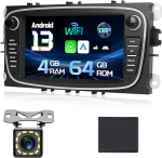 NHOPEEW 4+64G Android autoradio Ford Focus/Mondeo/C-Max/S-Max/Kuga/Galaxy jaoks - juhtmevaba Carplay & Android Car, GPS/WLAN/EQ/SWC + tagurduskaamera ja mikrofon