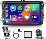 4G + 64G 8-tolline autoraadio Android VW Golf 5 6 Passat Polo Tiguan Touran Caddy Skoda Seat traadita Carplay 52 Pin ISO koos Mirror Link Bluetooth FM/RDS/EQ USB/Type-C roolijuhtimiss&uuml;steemiga