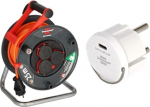 Brennenstuhl Garant V2 IP44 kaablirull 25 m Outdoor (Made in Germany, 3 maanduspesa, &uuml;lekuumenemiskaitse, l&uuml;hiajaline v&auml;litingimustes kasutamine) + Brennenstuhl USB C pistikupesa adapter