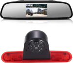 Auto kolmas katusealune piduritulede kaamera piduritulede tagurduskaamera tagurduss&uuml;steem parkimisabi Transporter + 4,3-tolline tahavaatepeegli monitor Fiat Doblo 263 Van (2010-Present)/Opel Combo jaoks