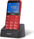 Panasonic KX-TU155EXRN 2G Essentials mobiiltelefon eakatele (laadimisjaam, SOS h&auml;daabinupp, eelisnupp, suur nuputelefon, kuuldeaparaadiga &uuml;hilduv, Bluetooth, FM-raadio, kaamera) Punane