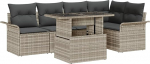 Rantry 6-teiliges Garten Sofa Set mit Kissen aus hellgrauem Poly Rattan, 2-Sitzer Garten Sofa mit Stauraum & Kissen aus hellgrauem Poly Rattan Gartenlounge Model3357025