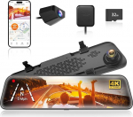 WOLFBOX 12-tolline G840S 4K peegel Dash Cam koos tagantj&auml;rele vaatega, 5.8GHz WiFi autokaamera IPS puuteekraaniga, Dual Dash Cam peegel, Loop salvestamine ja G-sensor, parkimise j&auml;lgimine, GPS, tasuta 32 GB
