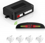 Parkimisabi traadita komplekt, tagurdusradari s&uuml;steem 4 PDC anduriga, traadita LED kauguse n&auml;idik koos akustilise hoiatusega + 4 valge v&auml;rvi parkimisabi tagumine auto furgoonidele RV haagisele