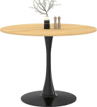 IDMarket - Dalia Round Dining Table for 4 Seater Tulip Feet Wood and Black 100cm