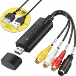 USB-Videoaufnahmekarte, USB-2.0-Video-Grabber VHS auf Digital-Konverter, Mini-DV, VCR, Hi8, DVD-zu-Digital-Konverter, Adapter f&uuml;r PC, TV, Tape-Player, Camcorder, toetab Windows 2000, XP, Vista