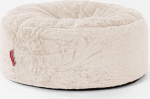Lounge Pug Fluffy Bean Bag Pouf 65 cm Round White Rabbit Faux Fur Fabric Comfortable Stool or Footstool