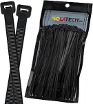 ISOLATECH kaablisidemed must UV-kindel pakend 1000 400 mm x 4,8 mm suur v&auml;ike pikk lai &otilde;huke eriti tugev rebenemiskindel lukustatav t&ouml;&ouml;stuslik kvaliteetne nailon komplekt valik