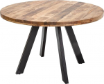 invicta INTERIOR Solid Dining Table Iron Craft 120 cm Round Natural Mango Wood Table Bistro Table Kitchen Table Wooden Table