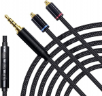 OKCSC MMCX juhtme k&otilde;rvaklappide uuendamise kaabel, h&otilde;betatud HD3M HiFi pikenduskaabel Asendusk&otilde;rvaklappide nailonjuhe 3,5 mm pistikuga Shure SE215 SE315 SE535 jaoks (mikrofoniga)