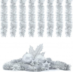 J&otilde;ulupuu Tinsel Garland, 8 tk l&auml;ikiv j&otilde;ulupuu kaunistused, j&otilde;ulukaunistus metallist girlandid, j&otilde;ulugirlandid, pidulikuks j&otilde;ulukingiks, DIY dekoratsiooniks, laste s&uuml;nnip&auml;evaks