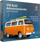 FRANZIS 67223 VW Bulli advendikalender koos metallist mudelautoga m&otilde;&otilde;tkavas 1:43, helimooduliga koos originaal VW Bulli T2 heliga ja suureformaadilise saateraamatuga.