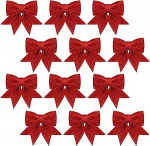 12 punast j&otilde;ulukaarti puu kaunistuste jaoks, 5,5-tollised j&otilde;ulup&auml;rjad, kummardused j&otilde;ulukaarti kaunistuste jaoks, seikiinist kummardused, j&otilde;ulupuu, girlande kaunistus