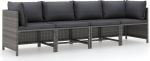 MOONAIRY 4 Seater Garden Sofa with Cushions, Floor Sofa, Chaise Lounge, Small Sofa, Couch, Cauchsofa, Relaxing Sofa, Sofas & Couches, Living Room Sofa, for Teenager's Room, Grey Poly Rattan