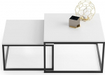 HomeCo. Coffee Table Set of 2 White 42 cm and 36 cm High, Side Table Loft Design, 2 in 1 Nesting, Scratch-Resistant Surface, Living Room