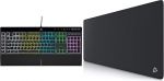 CORSAIR K55 RGB PRO Wired Membrane Gaming Keyboard (Dynamic RGB Backlight), QWERTZ, Black & CSL Computer - XXL Speed Gaming Mouse Mat Titanwolf Black, 900 x 400 mm - XXL Mouse Mat