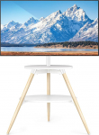 5Rcom Wei&szlig; TV Staffelei mit 2 Regalen f&uuml;r 32 - 65 Zoll Fernseher Fernsehst&auml;nder bis zu 40 kg TV St&auml;nder holz schwenkbar und h&ouml;henverstellbar Modern TV Standfuss max. VESA 400 x 400 mm