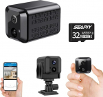 Mini Camera 4K Ultra HD WiFi Surveillance Camera with Rechargeable Battery, Motion Sensor, Night Vision, Real-time Video Transmission, Cloud Storage, Compact, Portable, for Home and Office Black