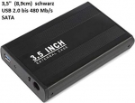 V&auml;line USB k&otilde;vaketta korpus metallist 3,5-tolline (8,9 cm) USB 2.0 SATA must