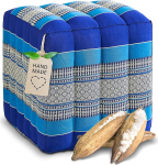 livasia Square Cube Cushion - 40 x 40 x 40 cm - orgaanilise kapokiga v&auml;ljaheide, istmepoof, s&auml;ilituskuuti ruut, p&otilde;randapadi Jalgpadi Jalgpadi k&auml;sit&ouml;&ouml;na (sinine)
