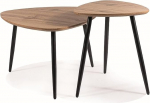 Twin Coffee Table komplekt 2-osaline Skandinaavia stiilis, must/tamm, t&auml;ispuit naturaalse spooniga, 40 cm ja 60 cm