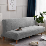 YOPOIY Vetth&uuml;lgav Futon Slipcover Jacquard Anti-Wrinkle Armless Diivan Slipcover Elastic Polyester Spandex Washable Futon Cover -Light Grey-160-190 cm