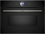 Bosch CMG7241B1, Serie 8 smarter Einbau-Kompaktbackofen mit Mikrowellenfunktion, 45 x 60 cm, Schwarz, Made in Germany, Air Fry, Digitaler Bedienring, Touchdisplay, Automatikprogramme Reinigungshilfe