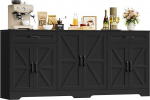 HOCSOK Sideboard, 180 cm lai k&ouml;&ouml;gikapp koos t&ouml;&ouml;tasapinnaga, 6 ukse ja 2 sahtliga k&ouml;&ouml;gikapp, k&ouml;&ouml;gi buffet koos reguleeritava riiuliga elutuppa, 180 x 87 x 34 cm.