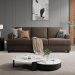 COPIAE 226 cm pehmendusega diivan, mugav 3-kohaline diivan ekstra s&uuml;gava istmega, kaasaegne linasest kangast diivan ruudukujulise k&auml;etoega ja eemaldatava padjakattega, puidust raamiga diivanid elutuppa