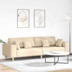 4-kohaline diivan kreemikas 250 x 77 x 76 cm Modernne diivan sulepadja ja hingava kangaga laia istmega elutuppa kontorisse koridori jaoks