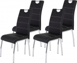 Apollo vierfu&szlig; Lady Chair, kroomitud toruraam kunstnahast kattega, must, 4 tk, komplektis