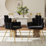 chairus Set of 2 Velvet S&ouml;&ouml;gitoa toolid K&ouml;&ouml;k Pehmendusega istme tugitool Magamistuba Elutuba Aktsenditoolid metallist jalad (must)